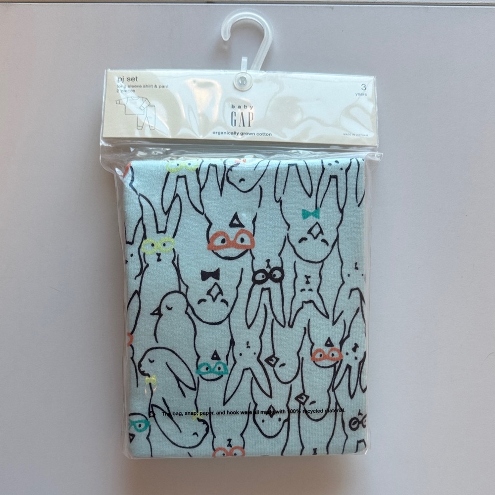 GAP Baby Bunny Print Pajama Set - Light Blue